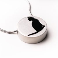 cat sitting silhouette memorial necklace for pet's ashes