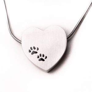 heart with paws memorial necklace