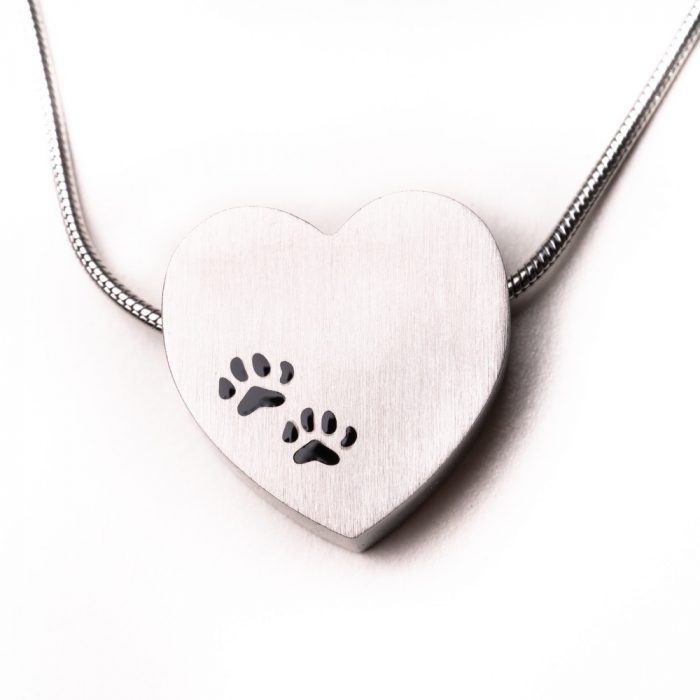 heart with paws memorial necklace