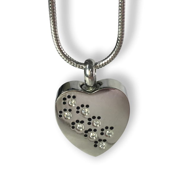 pet keepsake necklace heart with diamontes