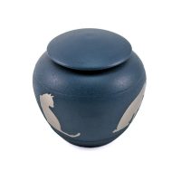 silhouette cat urn - blue