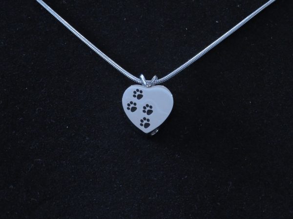 heart necklace with double paws