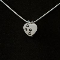 heart necklace with double paws