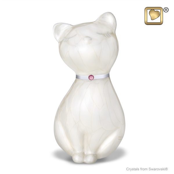 princess cat memorial urn - white
