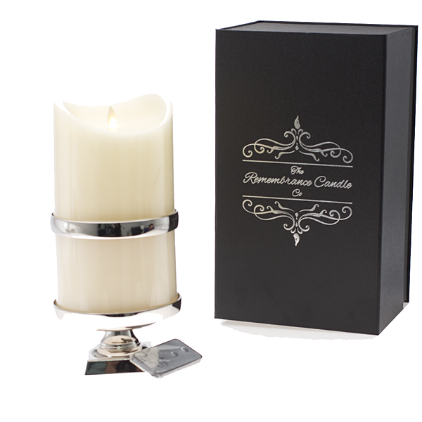 memorial candle chrome with box