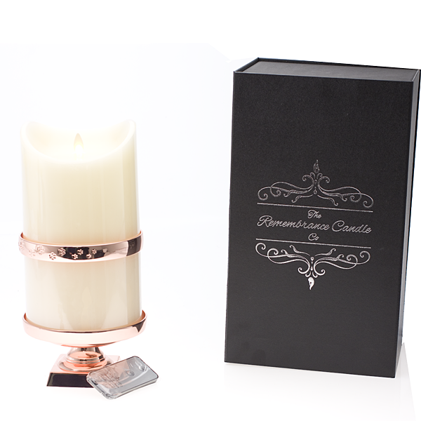 memorial candle rose gold with box